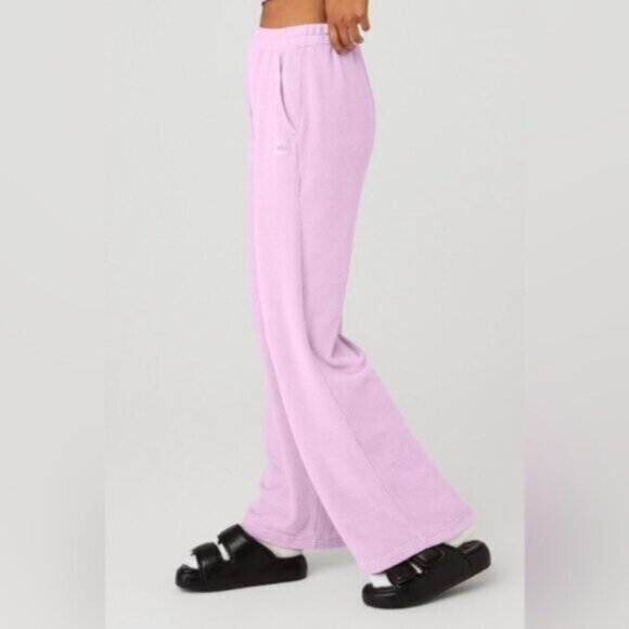 ALO Yoga Pants - NEW ALO Chenille High-Waist Wide Leg Chalet Pant - Sugarplum Pink